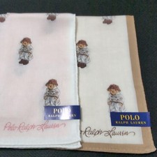Ralph Lauren Women Scarf Polo Bear Pattern Handkerchief Set Of 2 Limited Edition
