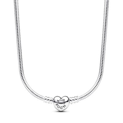 Pandora Kette 393091C00 45cm Moments Schlangen- Gliederhalskette Herzverschluss