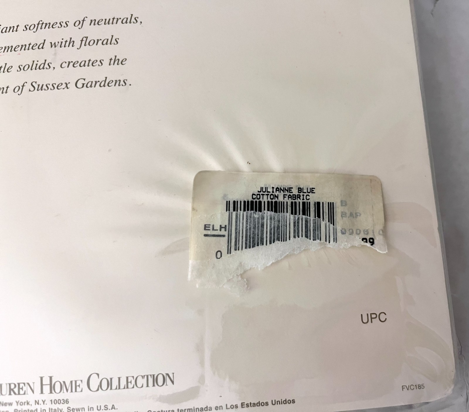 Vintage NIP Ralph Lauren Julianne King Sateen Flat Sheet