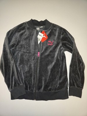 Puma Youth Girls Shadow Grey and Hot pink  Zip Up Sweatshirt M 10-12 NWT