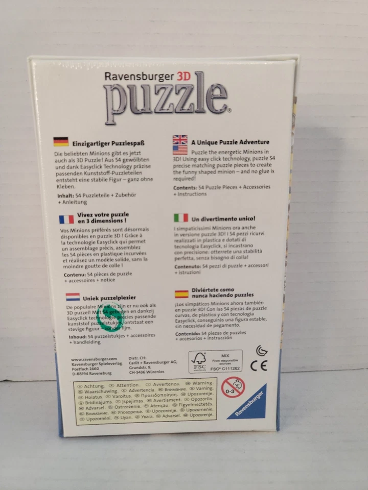 Quebra-cabeça Ravensburger Despicable Me 3 Minions 3D 54 peças novo e lacrado nº 11 6713 - Imagem 3 de 4