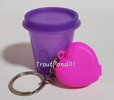 TUPPERWARE Midget Smidget Mini Bowl Cup Grape Purple Neon Pink Keychain Lot