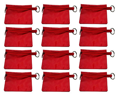 15 PACK Red Small Zip Bag Mini Miscellaneous Coin Pouch Keychain Key Chain