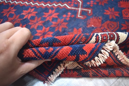 1930s Antique Caucasian Geometric Rug 4x6 ft Blue Collectors Nomadic Area Carpet - Picture 19 of 21