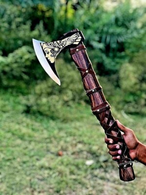Custom Handmade Carbon Steel Viking Axe,Valentine's Day Gift,Christmas Gift M1