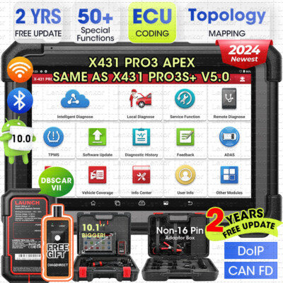 2024 Launch X431 PRO3 APEX Bidirectional Car OBD2 Diagnostic Scanner Key Coding