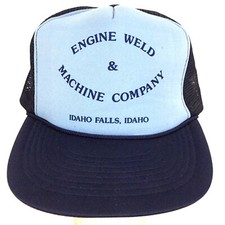 Vtg Engine Weld Machine Hat Idaho Falls Mesh Foam Snap Back Trucker Baseball Cap