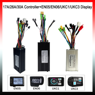 E-Bike 250W-1000W 17A/26A/30A Sine Wave Controller+EN05/EN06/UKC1/UKC3 Display。