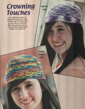 CROWNING TOUCHES 2 CAPS HATS TEENS WOMEN'S CROCHET PATTERN INSTRUCTIONS