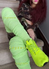 Long Loose Thigh High Socks Over Knee Japanese School Girl Cable Knit Cosplay