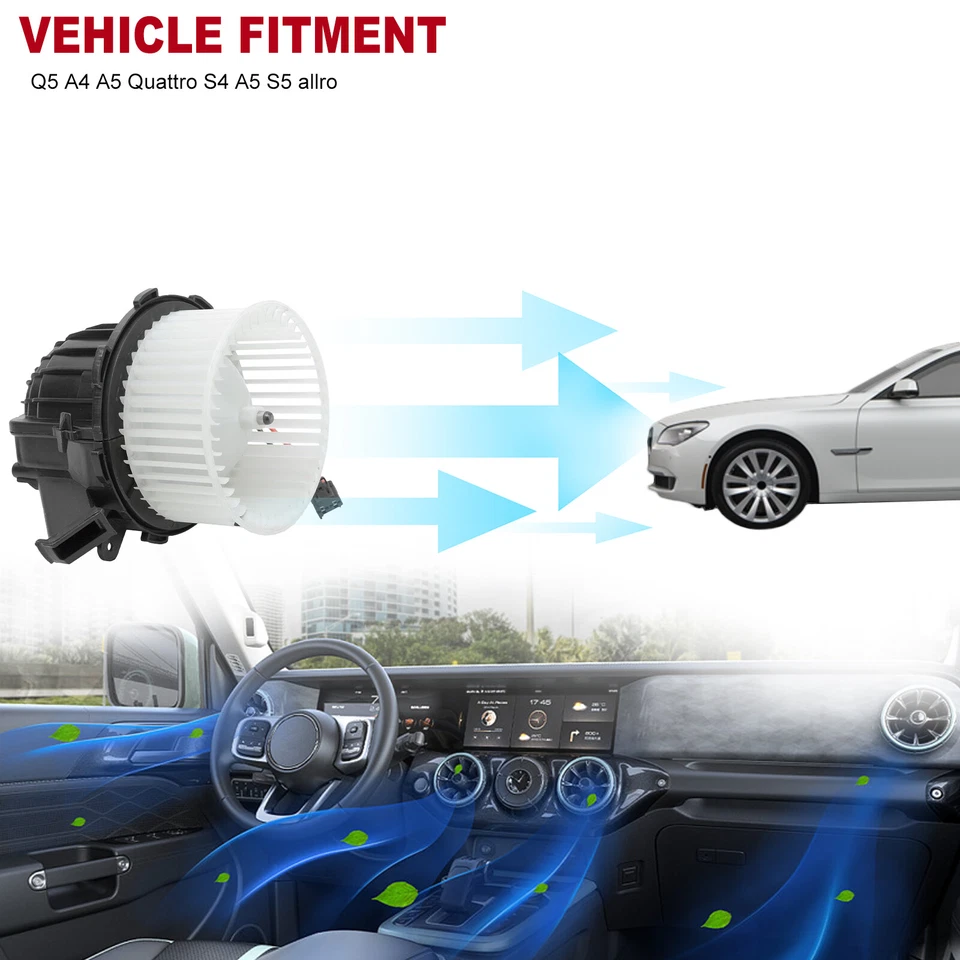 Motor de ventilador dianteiro HVAC com gaiola de ventilador para Audi A4 A5 Quattro Q5 S4 S5 SQ5 - Imagem 4 de 4