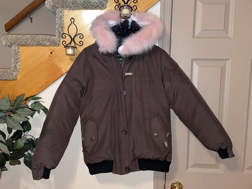 Winter Jacket Coat Pink Faux Coyote fur 