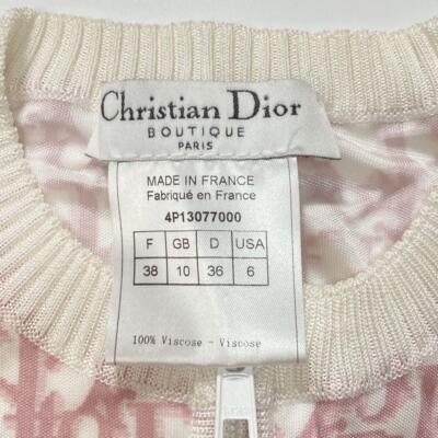Christian Dior Trotter Cardigan Jacket Rayon Size 38 Pink Long