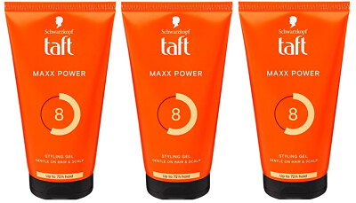 3X Schwarzkopf Taft Looks Maxx Power Hair Styling Modelling Power Gel 3x150ml