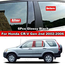 6Pcs Window BC Pillar Post Cover Trim For Honda CRV CR-V 2002-2006 Gen 2 2nd G2