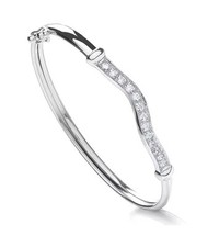925 Sterling Silver Baby Bangles With Cubic Zirconia Christening CZ 5.5"