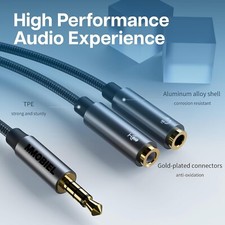 Headphone Y Splitter Mic and Audio Combo Adapter Female to Male 3.5mm PC Head