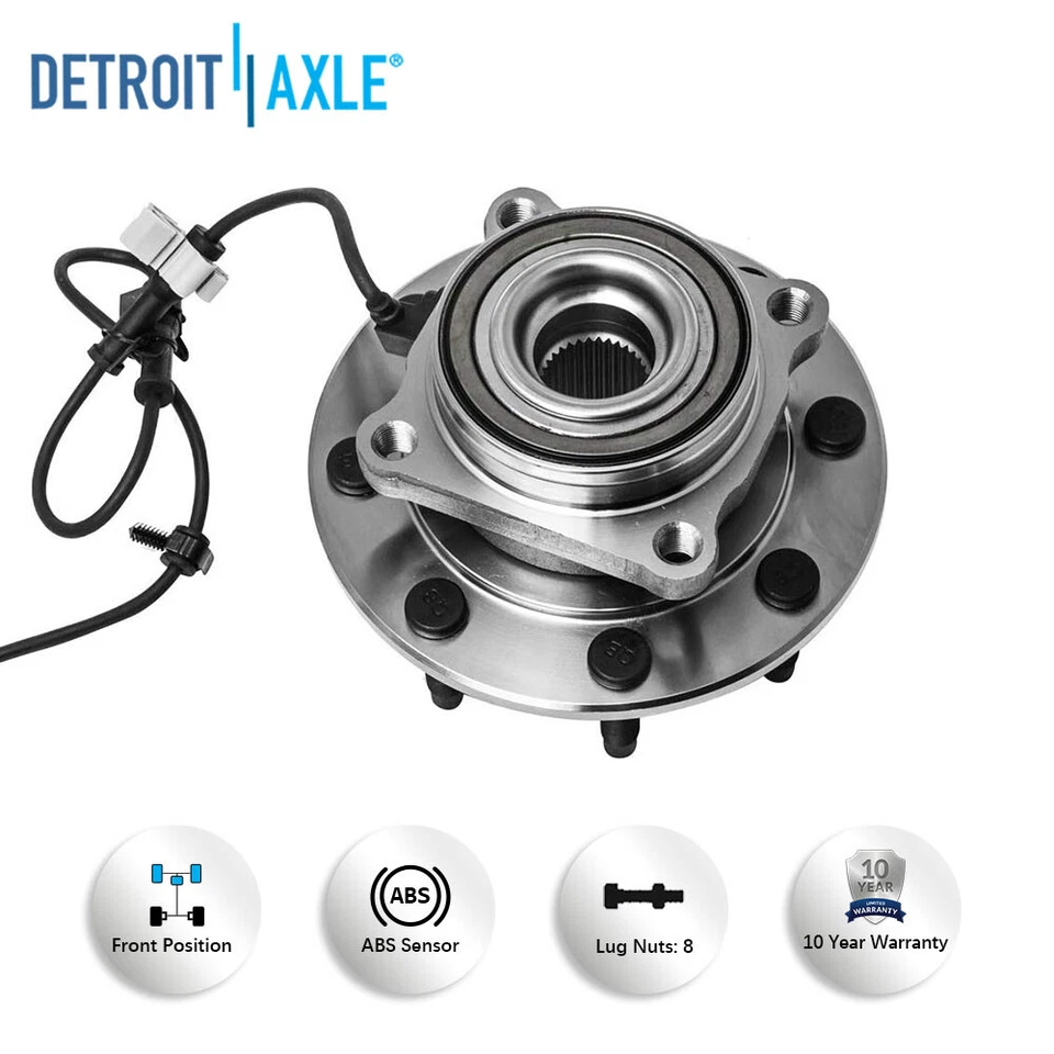 Front Drilled Rotors Brake Pads Wheel Hubs for Chevy Silverado GMC Sierra 3500 - Image 4 of 4