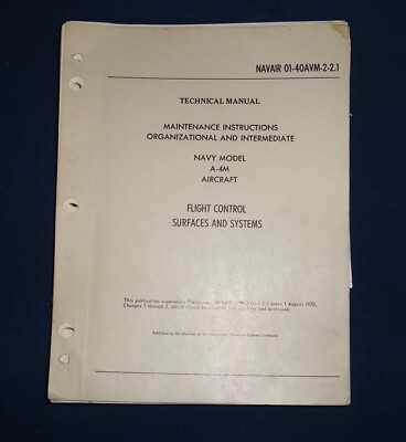 Original A-4M Skyhawk 1976 Flight Control Surfaces & Systems Flight Manual