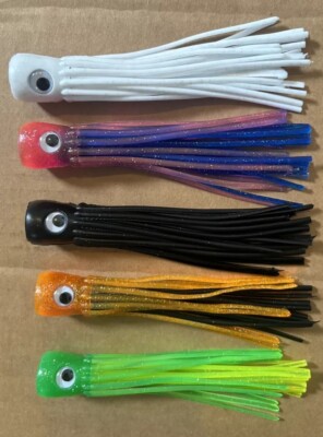 Offshore Fishing Trolling Lures 5 Pack Chugger Mold Head Style Mahi Tuna Marlin