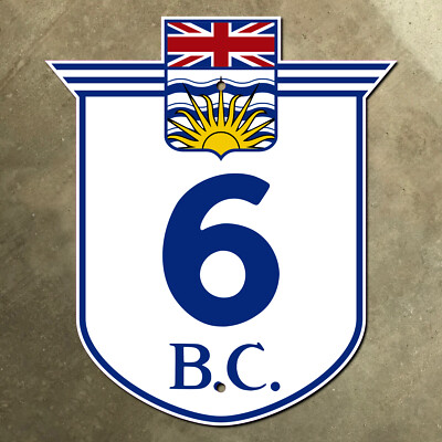 British Columbia highway 6 route marker road sign Canada 1971 14x16