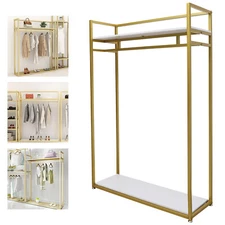 Freestanding Metal Clothes Rack Garment Rack Clothing Display Store 180cm Gold