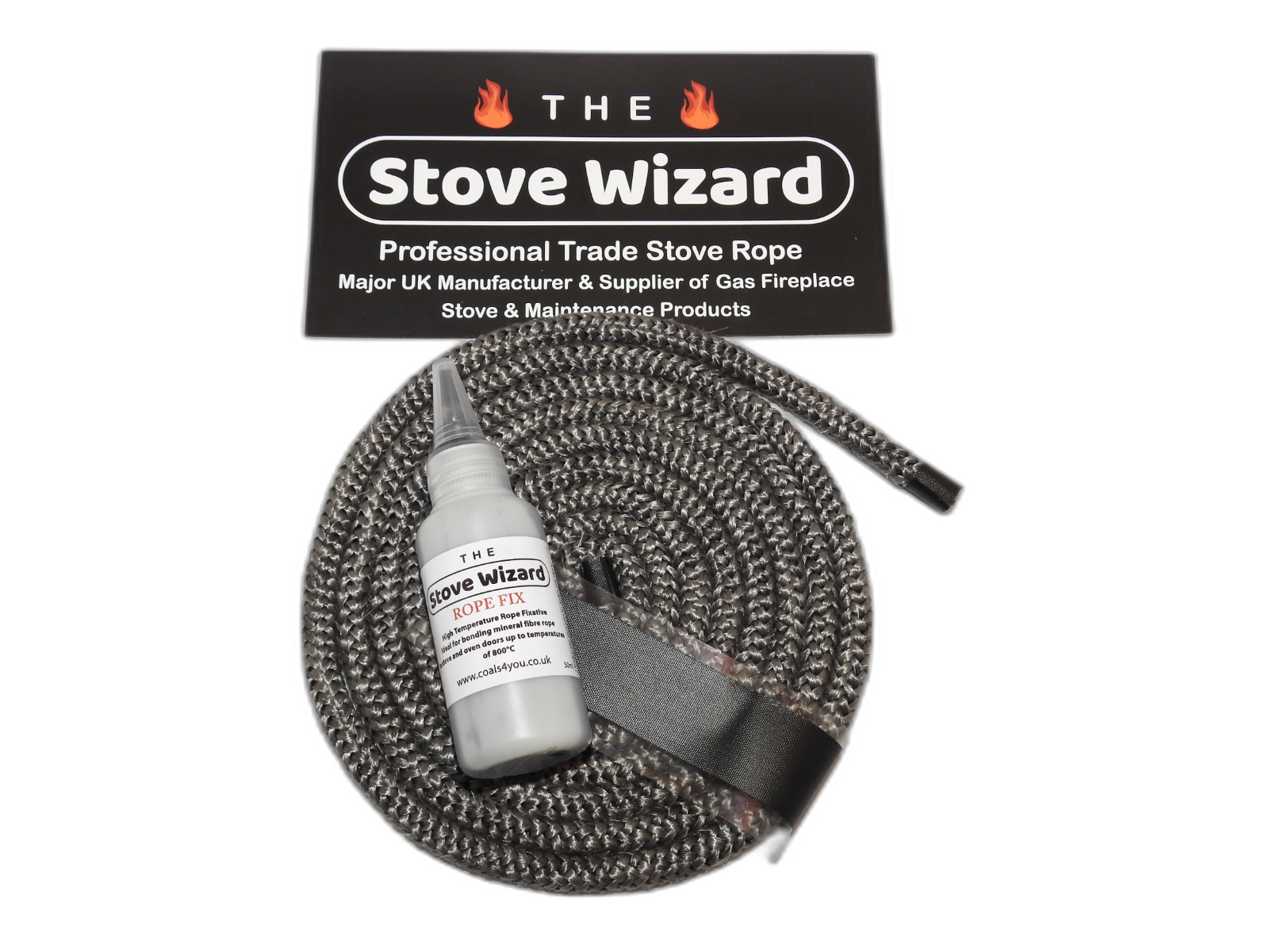 Stove Rope 6mm x 2.5m Length 50ml Glue Kit Woodburner Log Burner Door Seal Kit