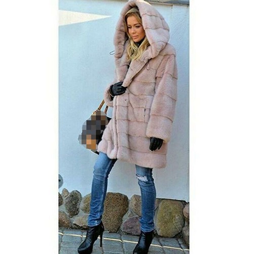 Women's Faux Fur Hooded Winter Coat Plush Long Parka Overcoat Plus Size Jacket - Picture 5 of 20