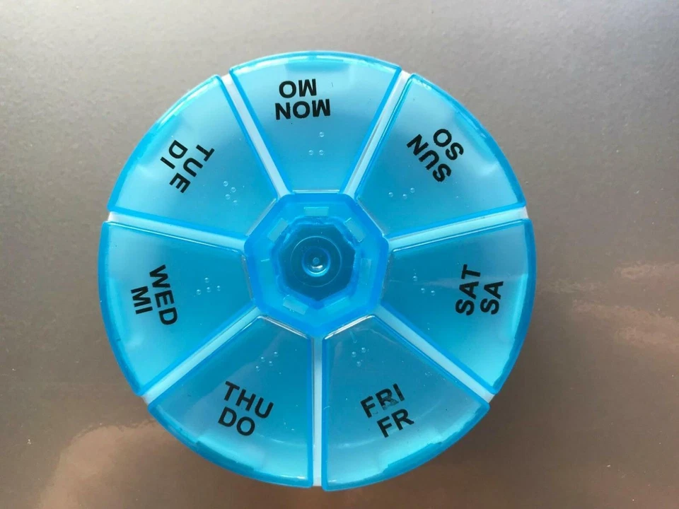 Medikamentenbox RUNDE Pillendose 7 Tage Tablettenbox Pillenbox Tablettendose - Bild 2 von 4