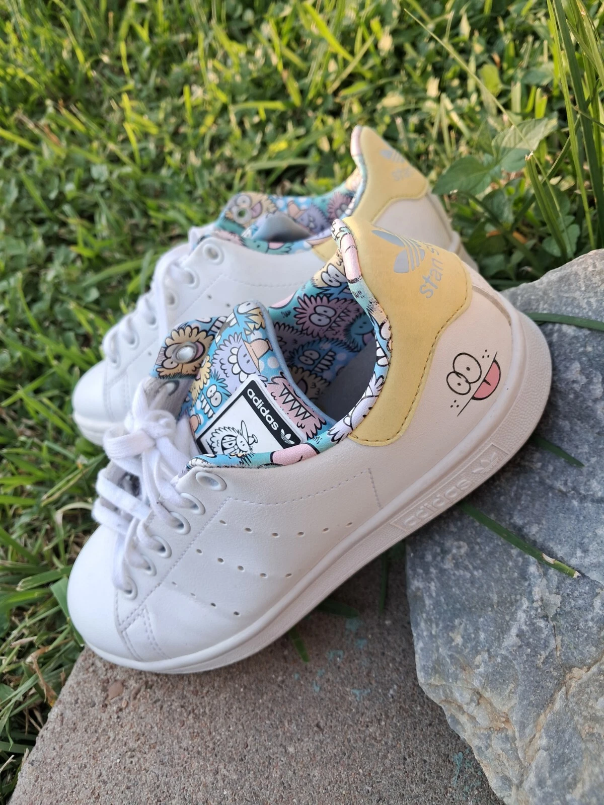 Adidas x Kevin Lyons Stan Smith scarpe da ginnastica grandi per bambini bianche taglia USA 3 1 2