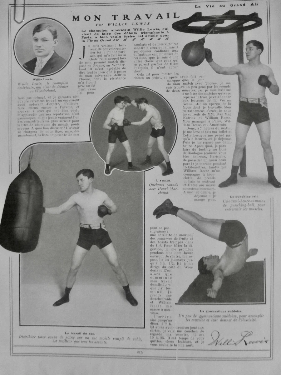 1908 Vaga Boxing Boxer Willie Lewis Training Punching Ball Gymnastics