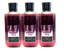 3 x Bath & Body Works Sweet Heart Cherry Body Wash Shower Gel Pistachio Vanilla