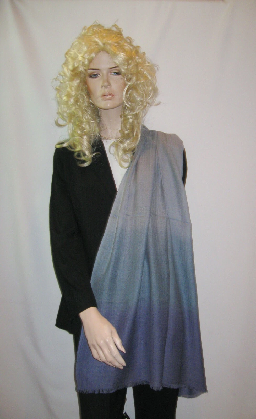 Cashmere Scarf/Cashmere Shawl/Graduated Shawl/Two-toned Shawl-Periwinkle/Grey