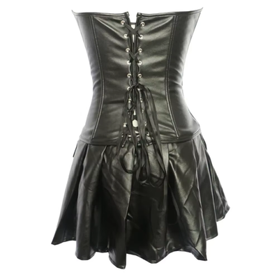 Sexy Leather Corset Dress Zipper Overbust Corset Bustier Top With PU Skirt Set | eBay Sexy Leather Corset Dress Zipper Overbust Corset Bustier Top With PU Skirt Set | eBay