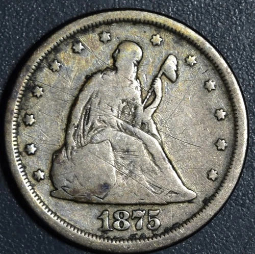 1875-S 20C SEATED LIBERTY SILVER TWENTY CENT PIECE  KM# 109 Grade: VG+ A6197