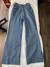 True Vintage 70s 80s H.I.S. Pants Jeans Style Bell Bottoms Hippie Chic 24x28 SM
