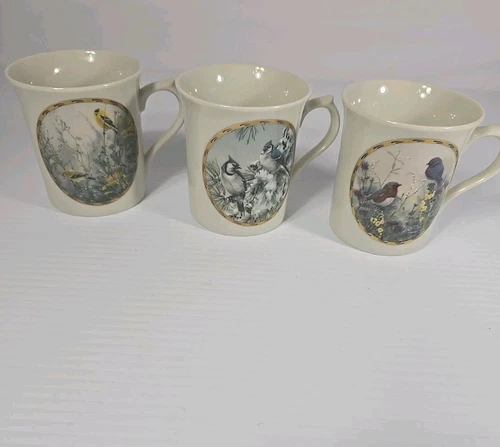Lenox China Nature's Collage Mug Collection 3 5/8" Tall Coffee Tea Set of 3