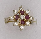 Vintage. Gold on 925 STERLING SILVER RING Rubies & CZ’s. Size 6. Grams 4