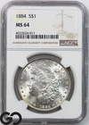 1884 Morgan Silver Dollar Coin NGC MS 64 ** Lustrous White Beauty!