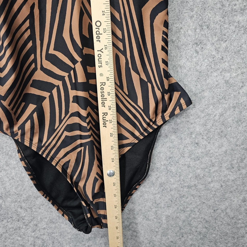 Traje de baño Hurley para mujer grande camel negro animal cebra traje de baño de una pieza surf Foto 4 de 4