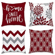 Geometric Pillow Covers 18x18 Set of 4, 18" x 18" Pack of 4 Burgundy