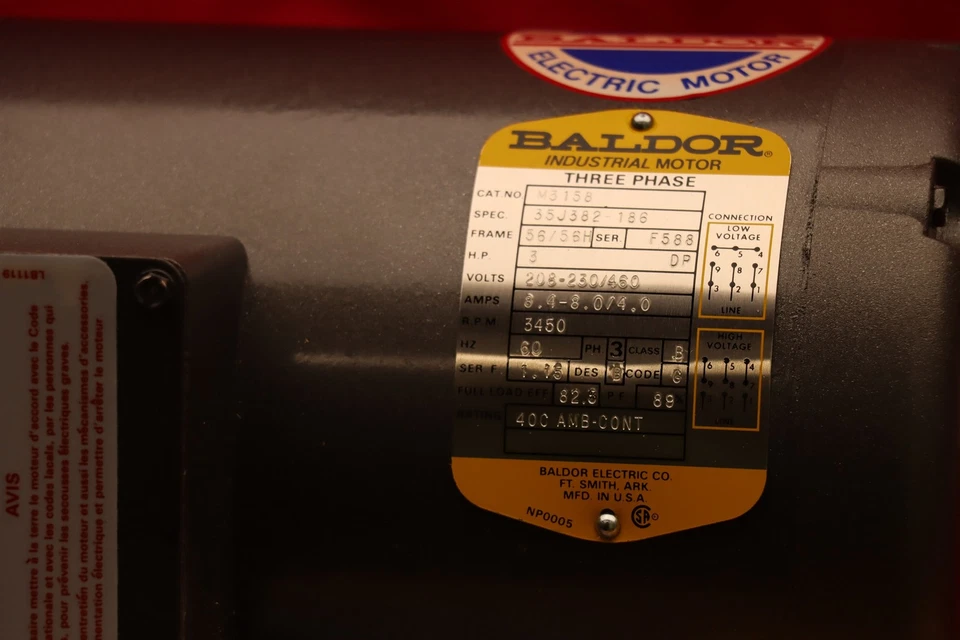 BALDOR motor M3538 .5HP, 1720RPM, 3PH, 60HZ, 56, 3416M, TEFC, F1, N - Image 2 of 4