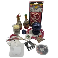 Junk Drawer Lot 1001 15 Misc Items  Salt and Pepper Ornaments Doily Buckle Game