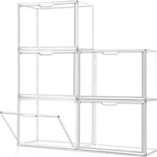 Purse Organizer for Closet, 5Pack Stackable Storage Bins, Clear Acrylic Displ...