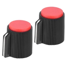 Potentiometer Knobs Bakelite 13x15.5mm 6mm Hole with 2 Set Screw Black Red 2PCS