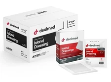 Dealmed Sterile Bordered Gauze Island Dressings - 150 Count, 4"x4" Pads