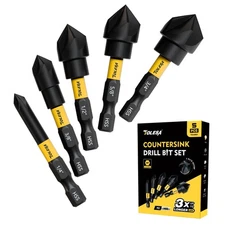 5 PCS Countersink Drill Bit Set with 82 Degree 5 Flutes Design Nitride Coating