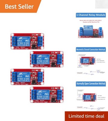 4pcs DC 5V Relay Module - 1 Channel with Optocoupler Isolation for Projects