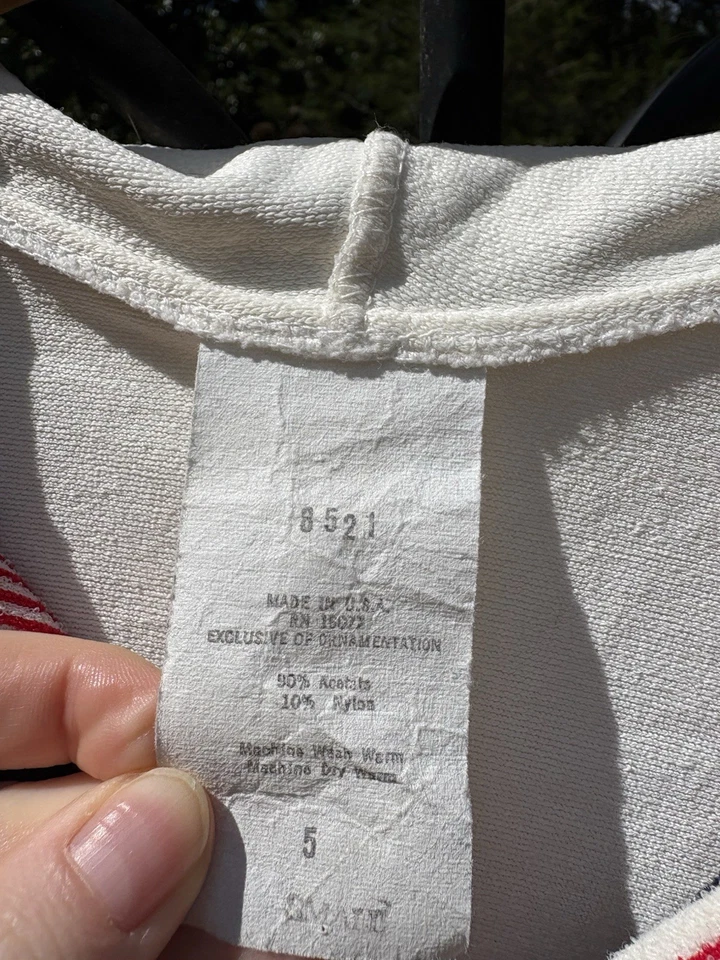 Blusa túnica con capucha azul rojo crema vintage de los años 1930-1940 para mujer Foto 2 de 4