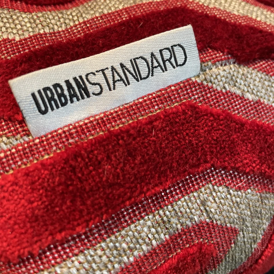 Urban Standard Set of 2 Pillows 23in Square Red Geometric Velveteen Down Inserts - Image 2 of 4